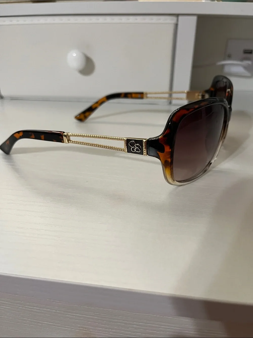 Jessica Simpson Tortoiseshell Sunglasses with Gold Accents